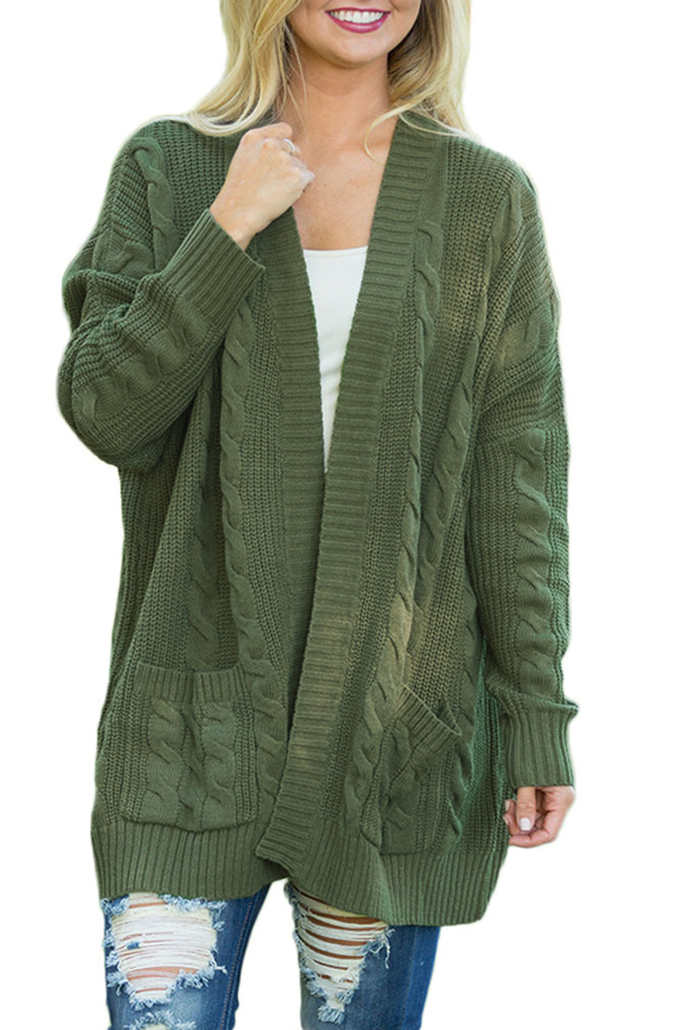 Knit Textured Long Cardigan (Up to size 4X)