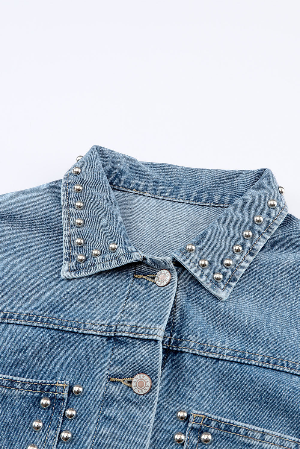 Barbie  Blue Studded Pocketed Denim Jacket