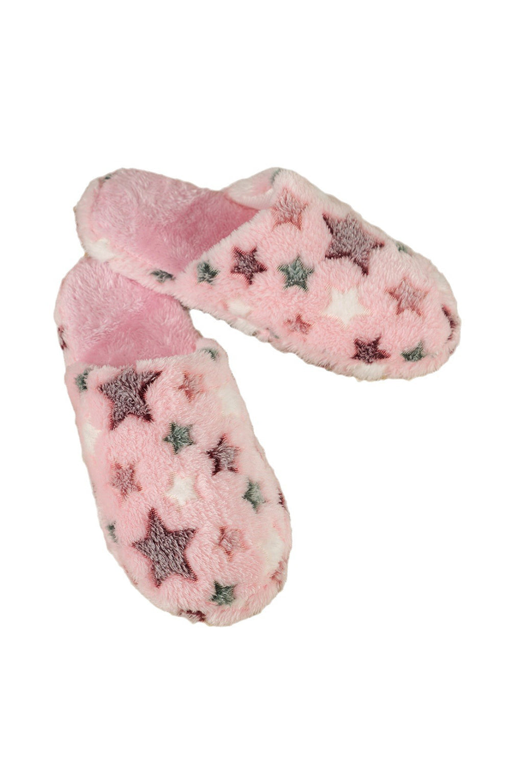 Pink Star Pattern Plush Slippers