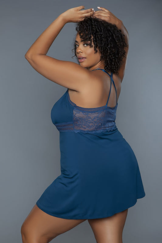 Plus Size Navy Babydoll Gown