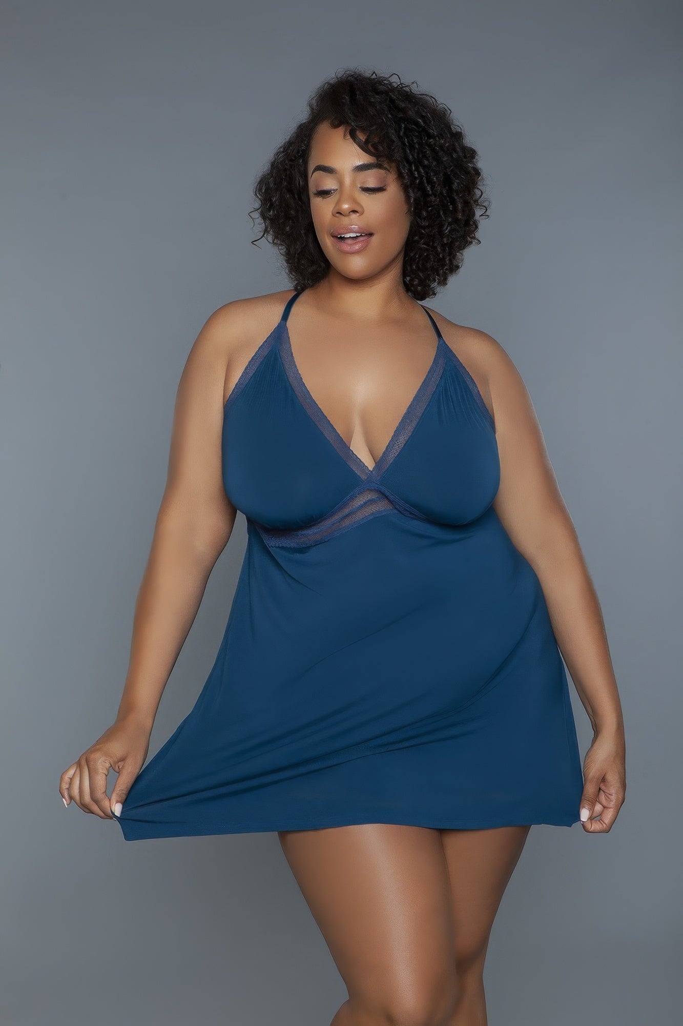 Plus Size Navy Babydoll Gown