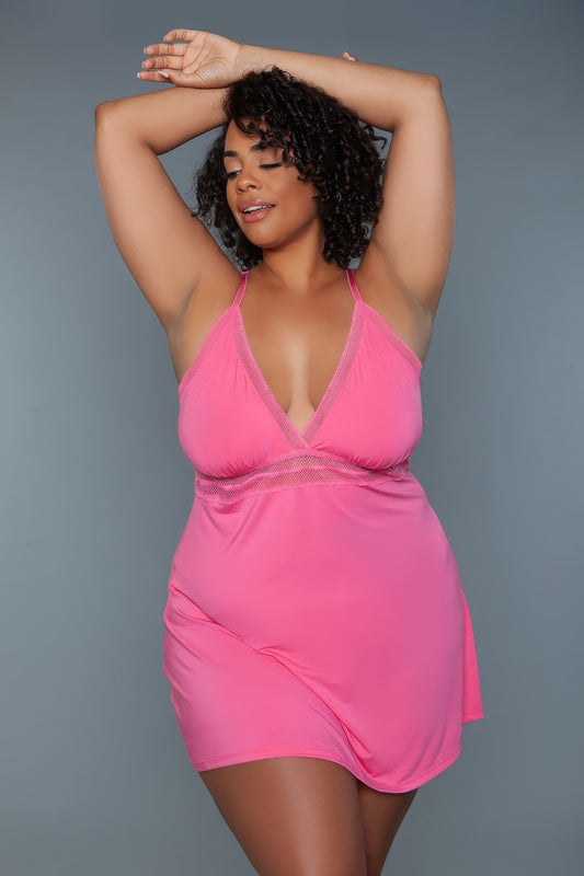 Plus Size Pink Babydoll Gown