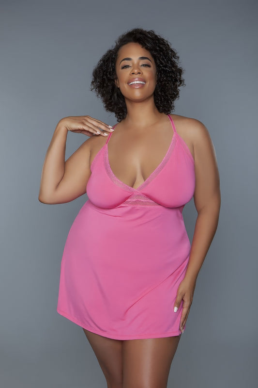 Plus Size Pink Babydoll Gown