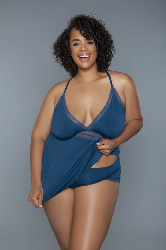 2 Pc Plus Size Cami Set With Wire Free Bralette