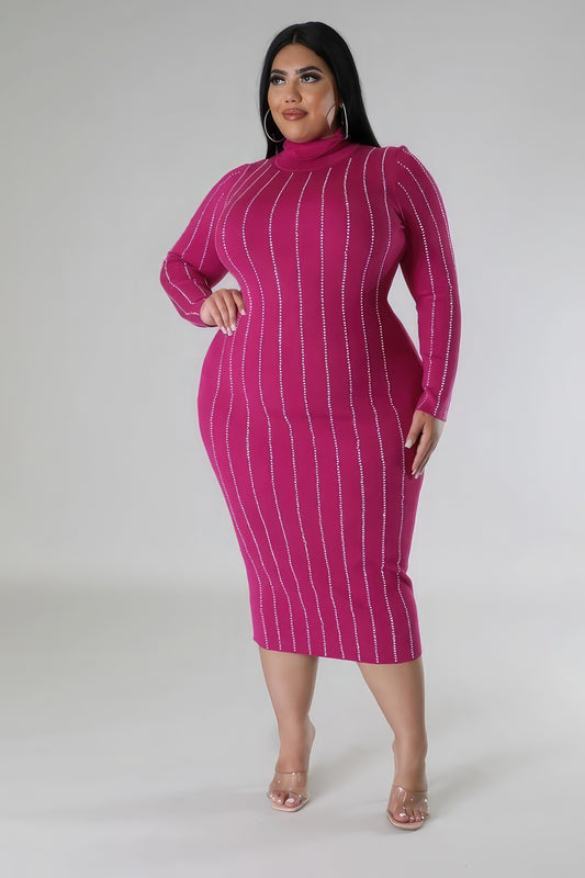 Plus Size Turtle Neck Stretch Dress