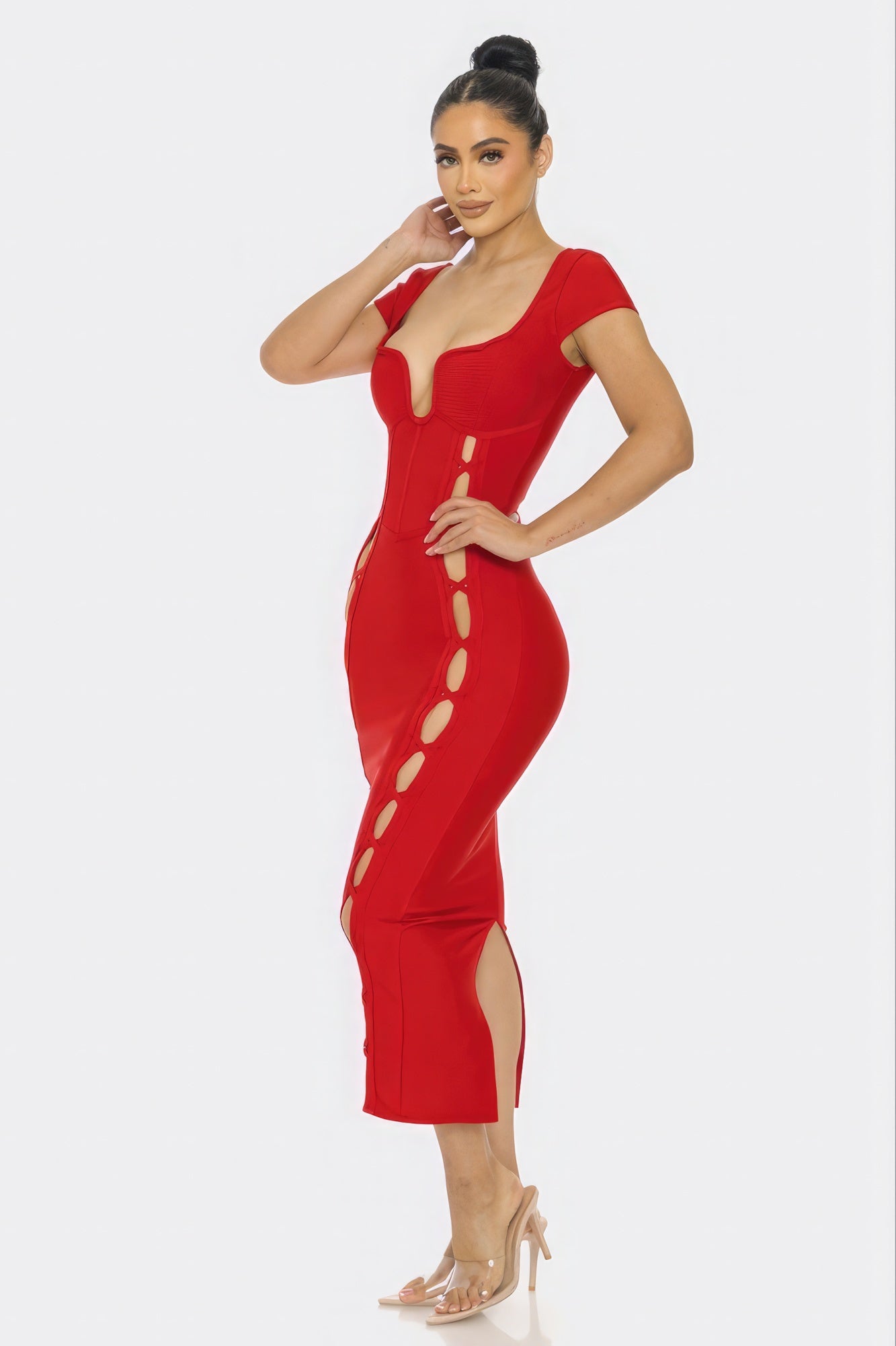 Sexy Red Bandage Midi Dress