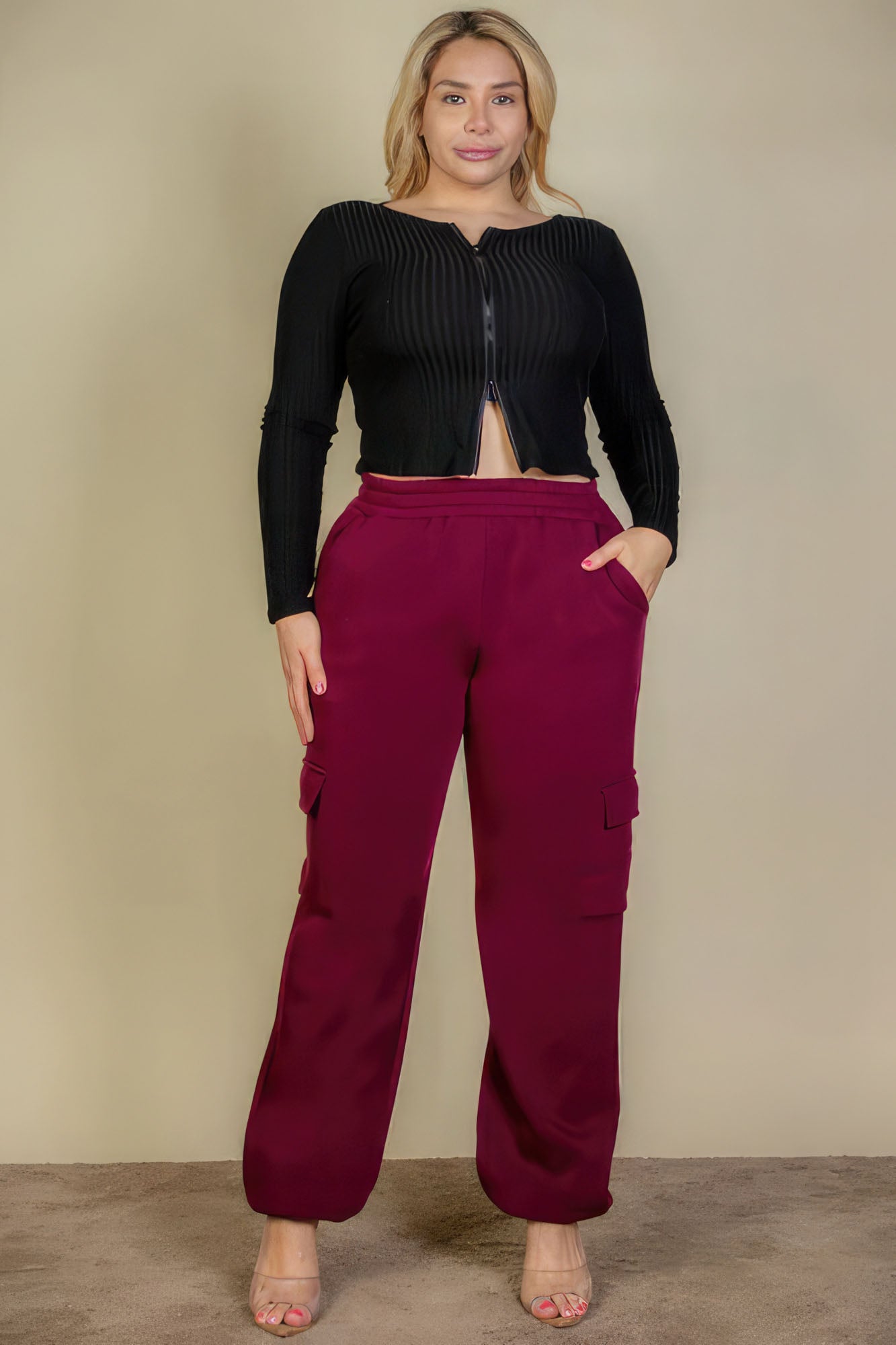 Plus Size Side Pocket Drawstring Sweatpants