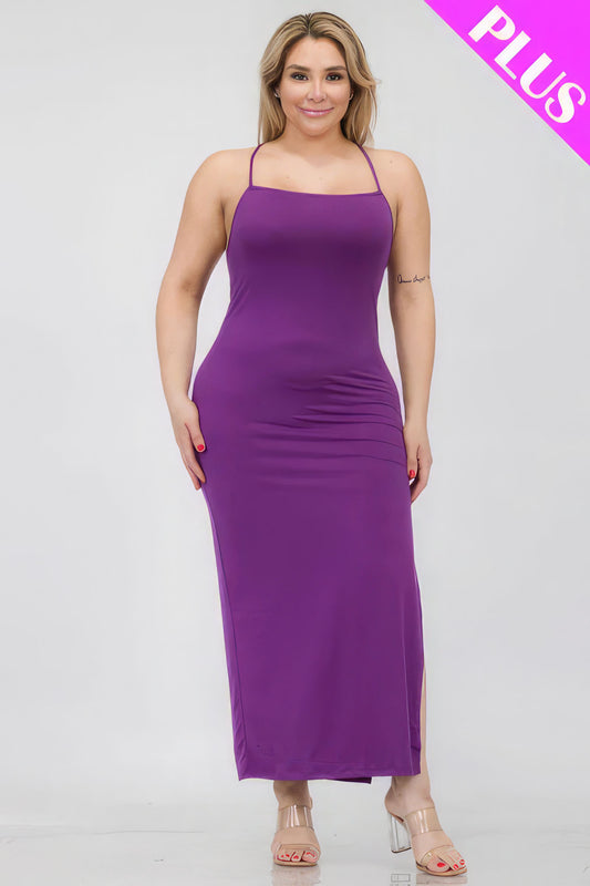 Plus Size Crisscross Back Maxi Dress