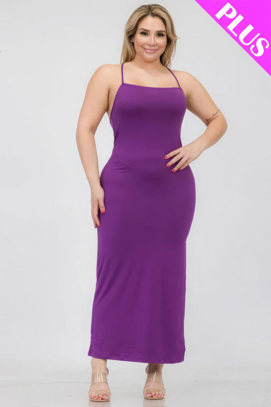 Plus Size Crisscross Back Maxi Dress