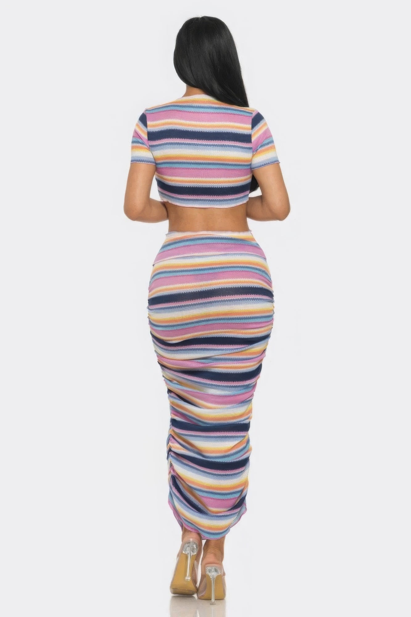 Sexy Striped 2Pc Skirt Set