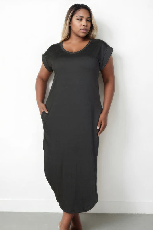 Plus Size Pocketed Maxi  Dress