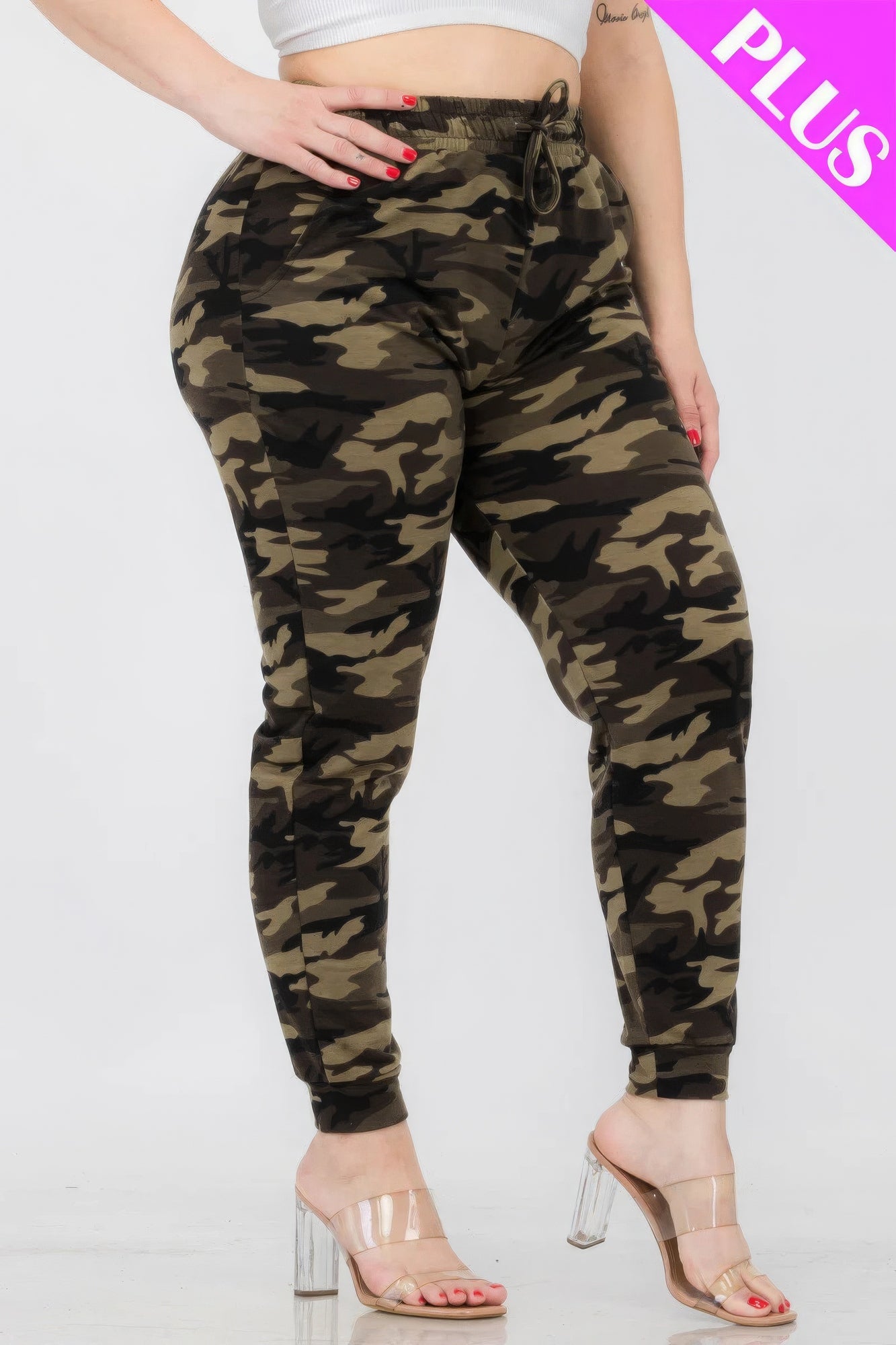 Plus Size Camo Print Joggers