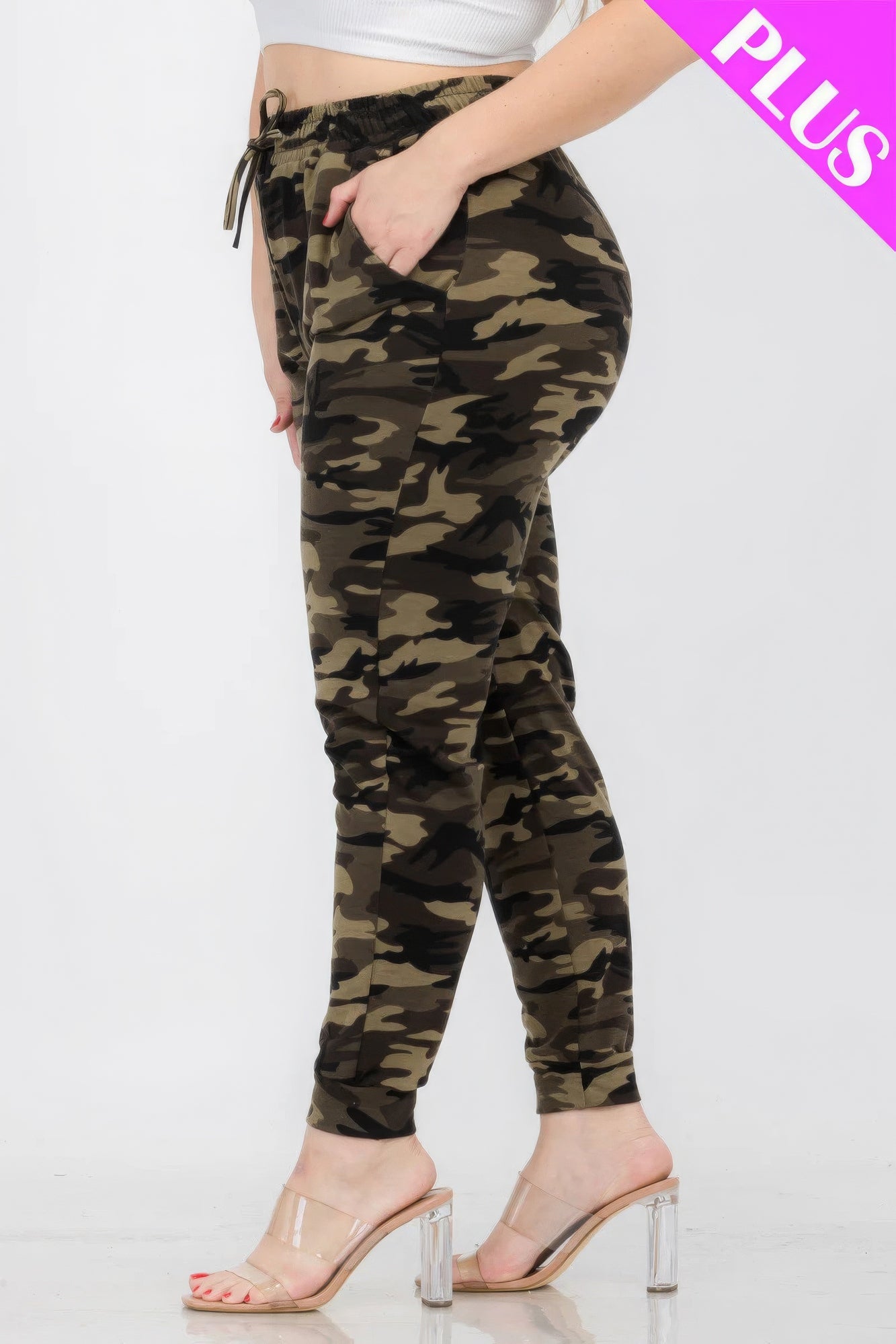 Plus Size Camo Print Joggers