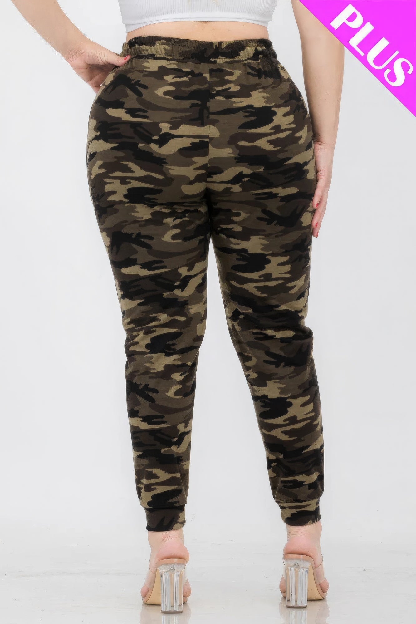 Plus Size Camo Print Joggers