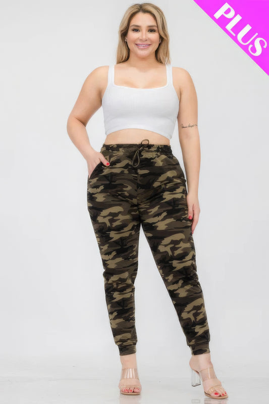 Plus Size Camo Print Joggers