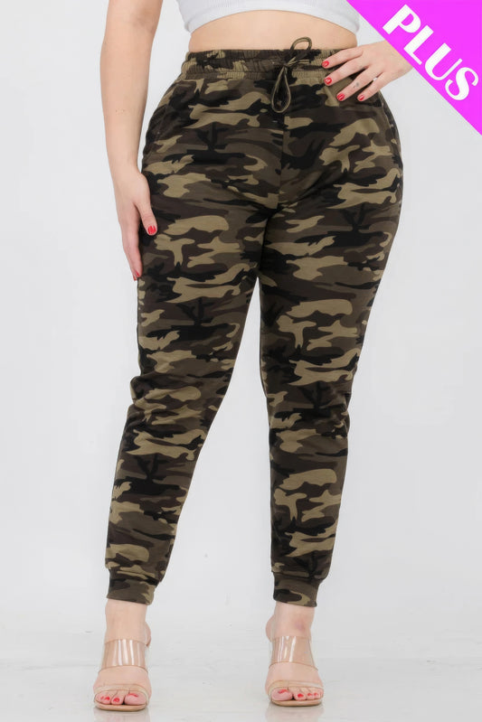 Plus Size Camo Print Joggers