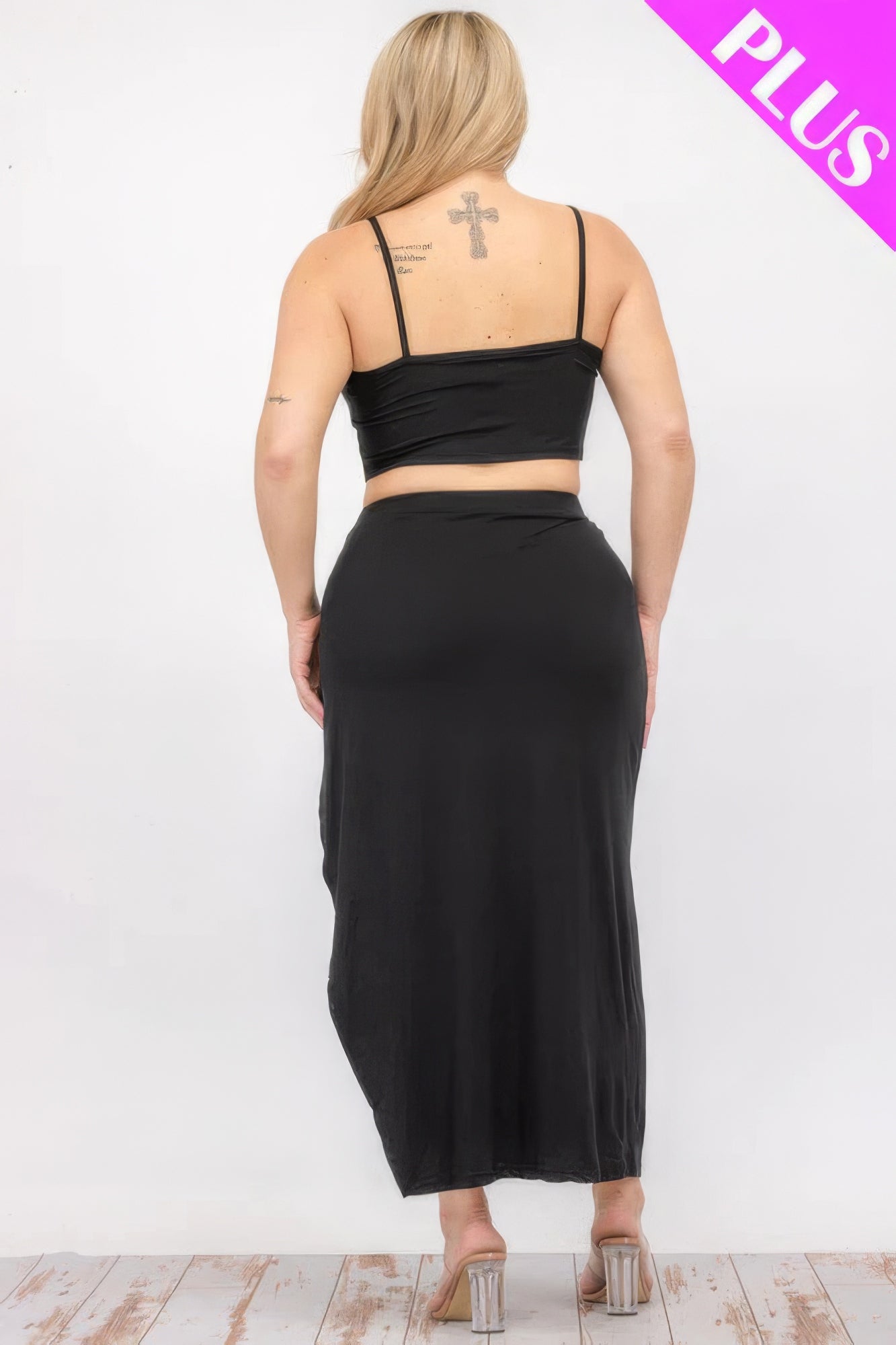 Plus Size Crop Cami & Maxi Skirt Set