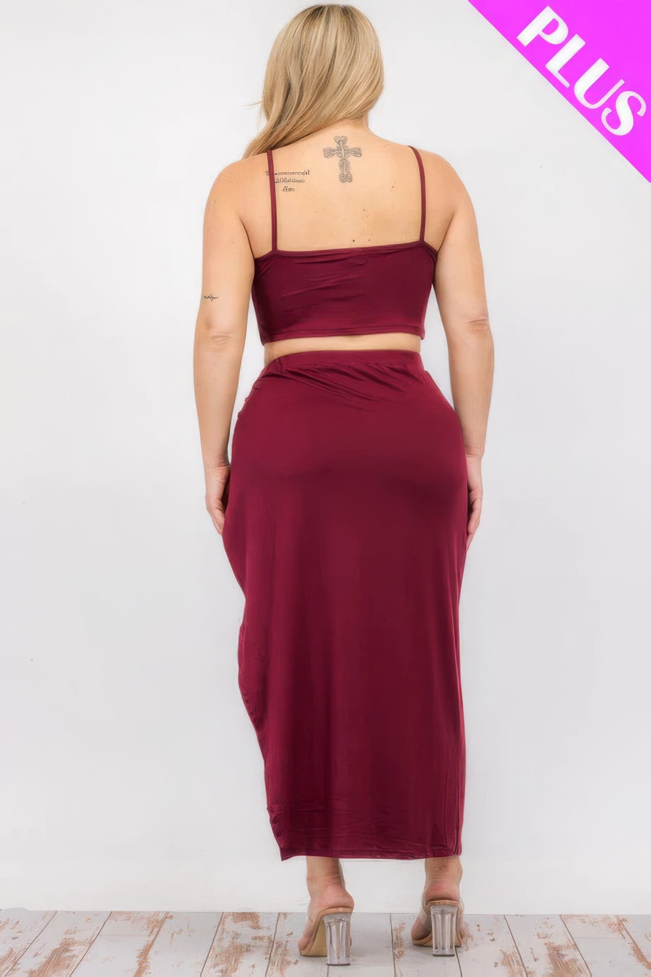 Plus Size Crop Cami & Maxi Skirt Set