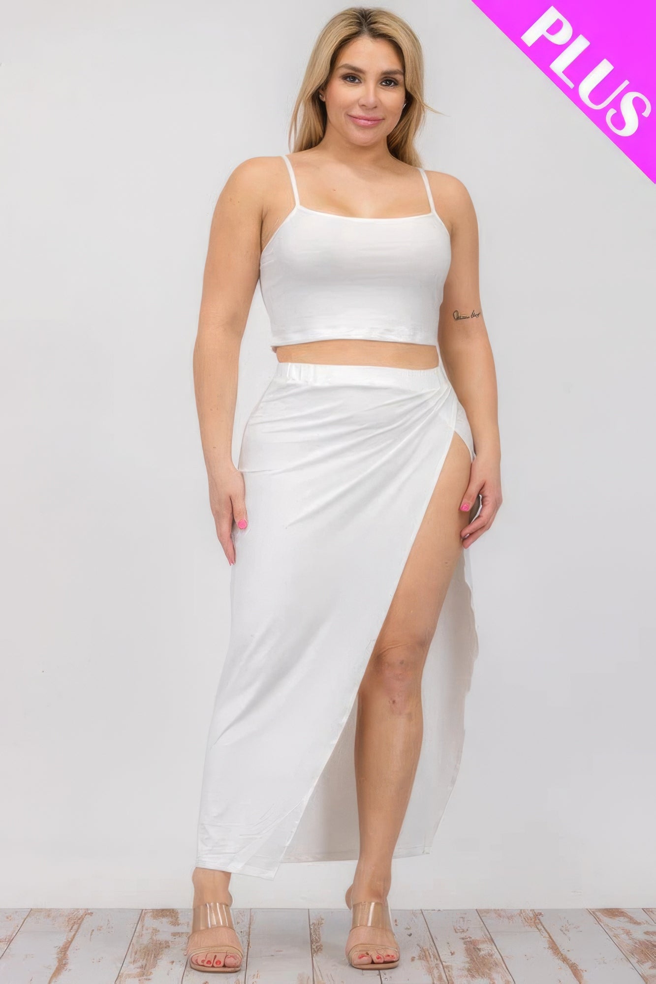 Plus Size Crop Cami & Maxi Skirt Set