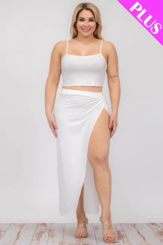 Plus Size Crop Cami & Maxi Skirt Set