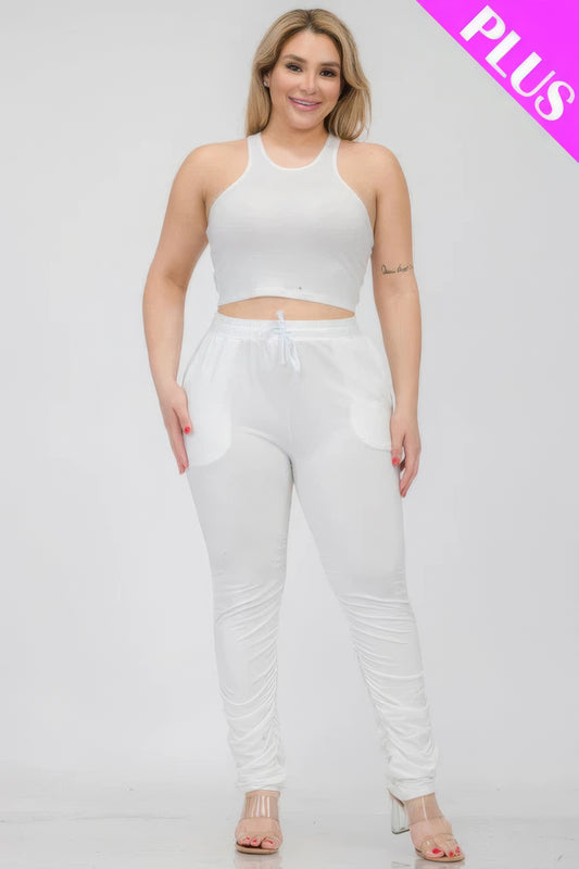 Plus Size Crop Top Pants Set