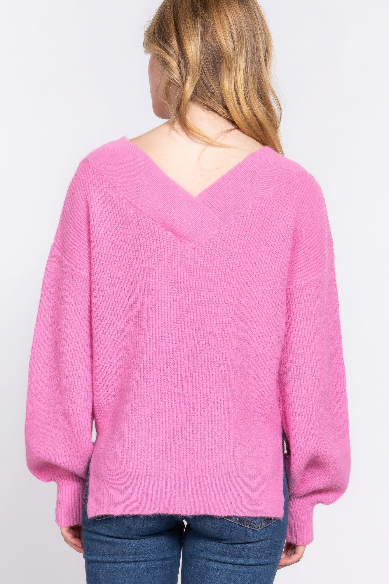 Long Slv V-neck Sweater