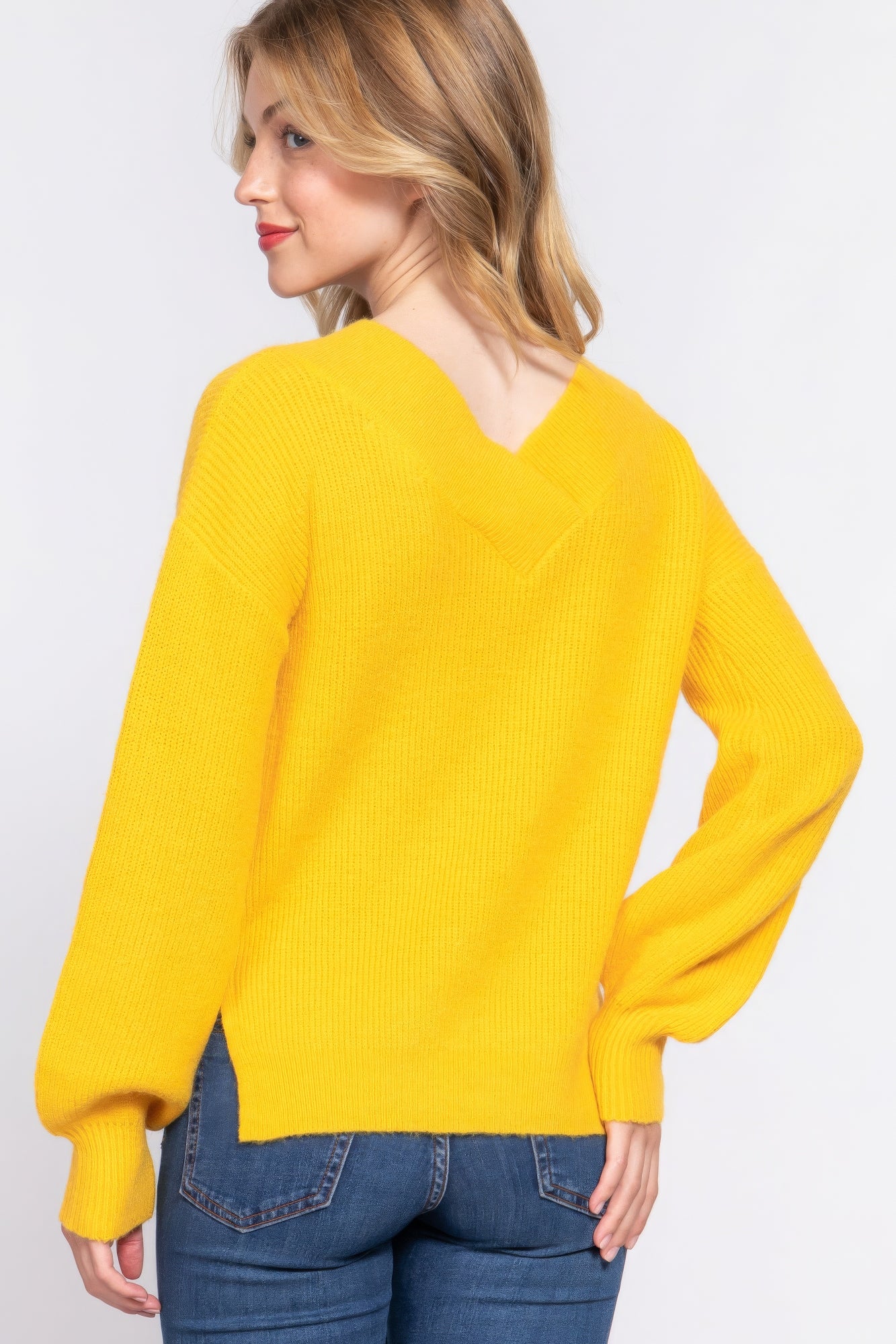 Long Slv V-neck Sweater