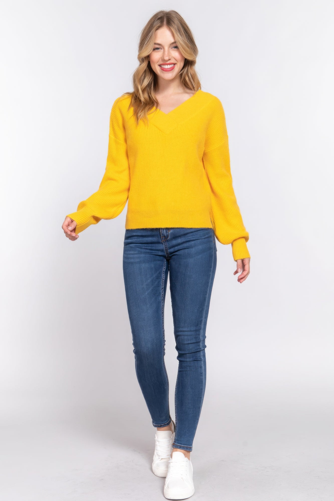 Long Slv V-neck Sweater