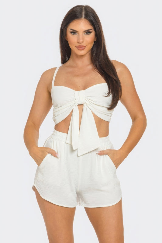 Oversized Bow Shorts Set