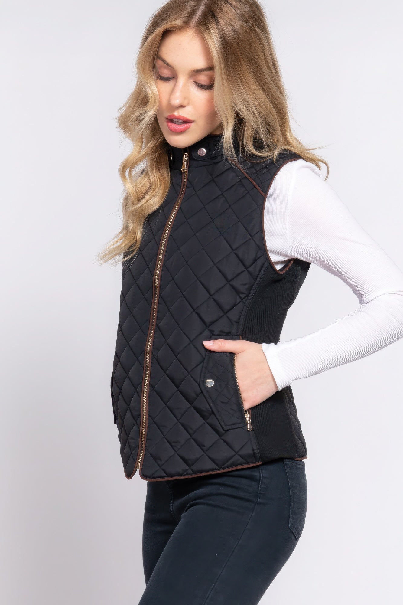 Suede Quilted Padding Vest