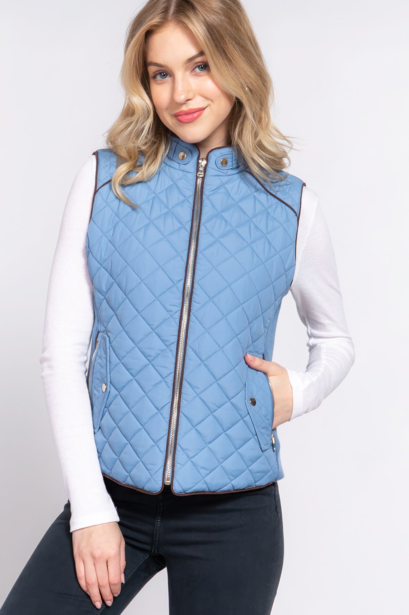 Suede Quilted Padding Vest