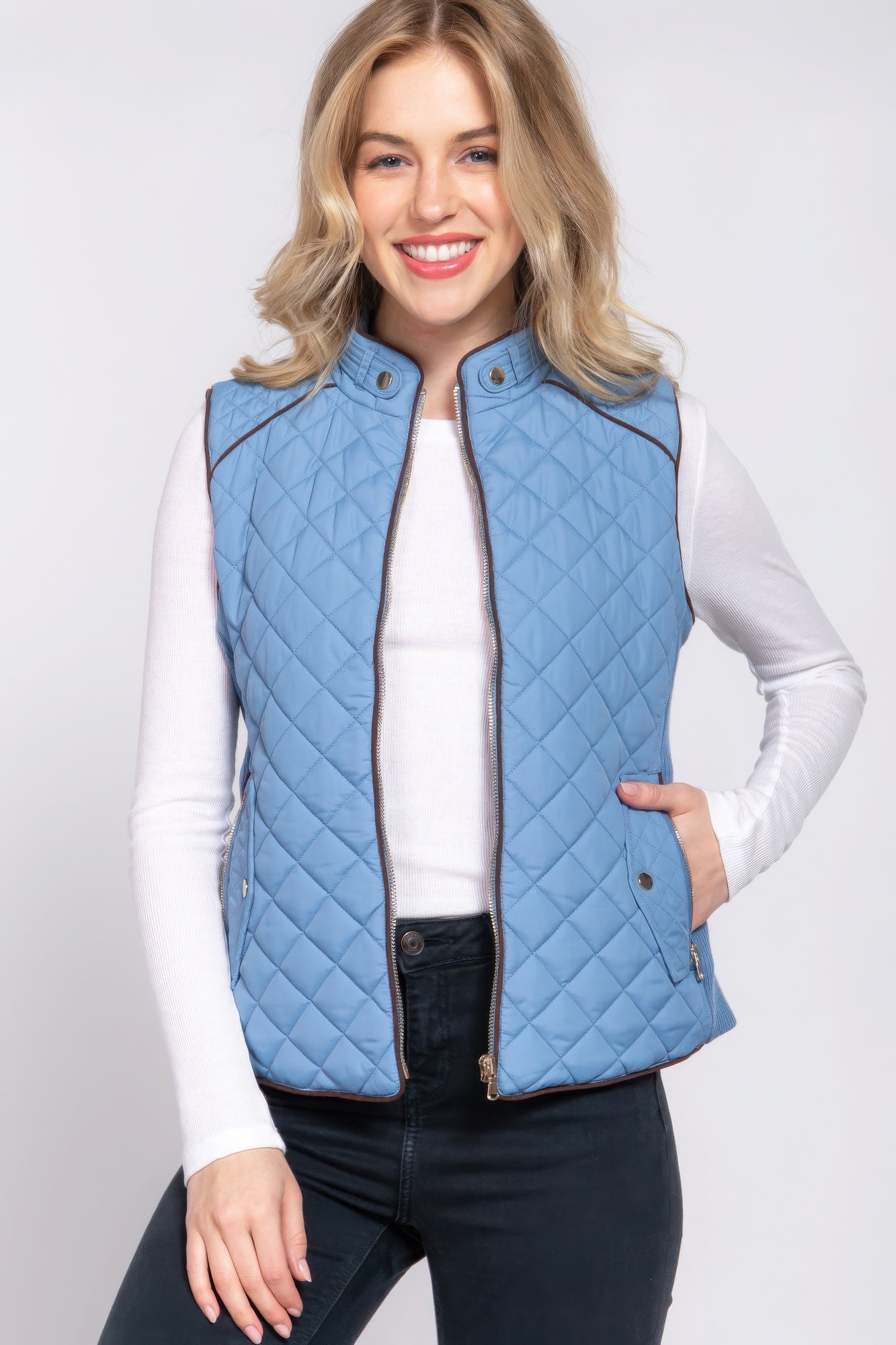 Suede Quilted Padding Vest