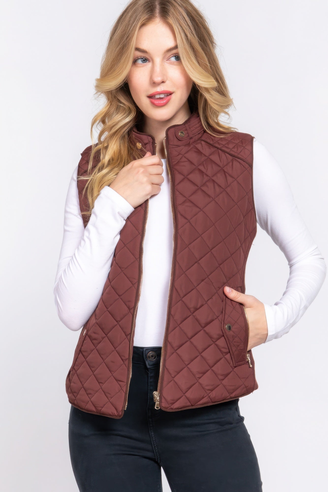 Suede Quilted Padding Vest