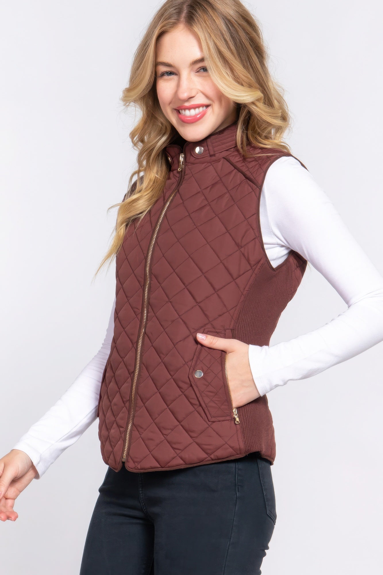 Suede Quilted Padding Vest