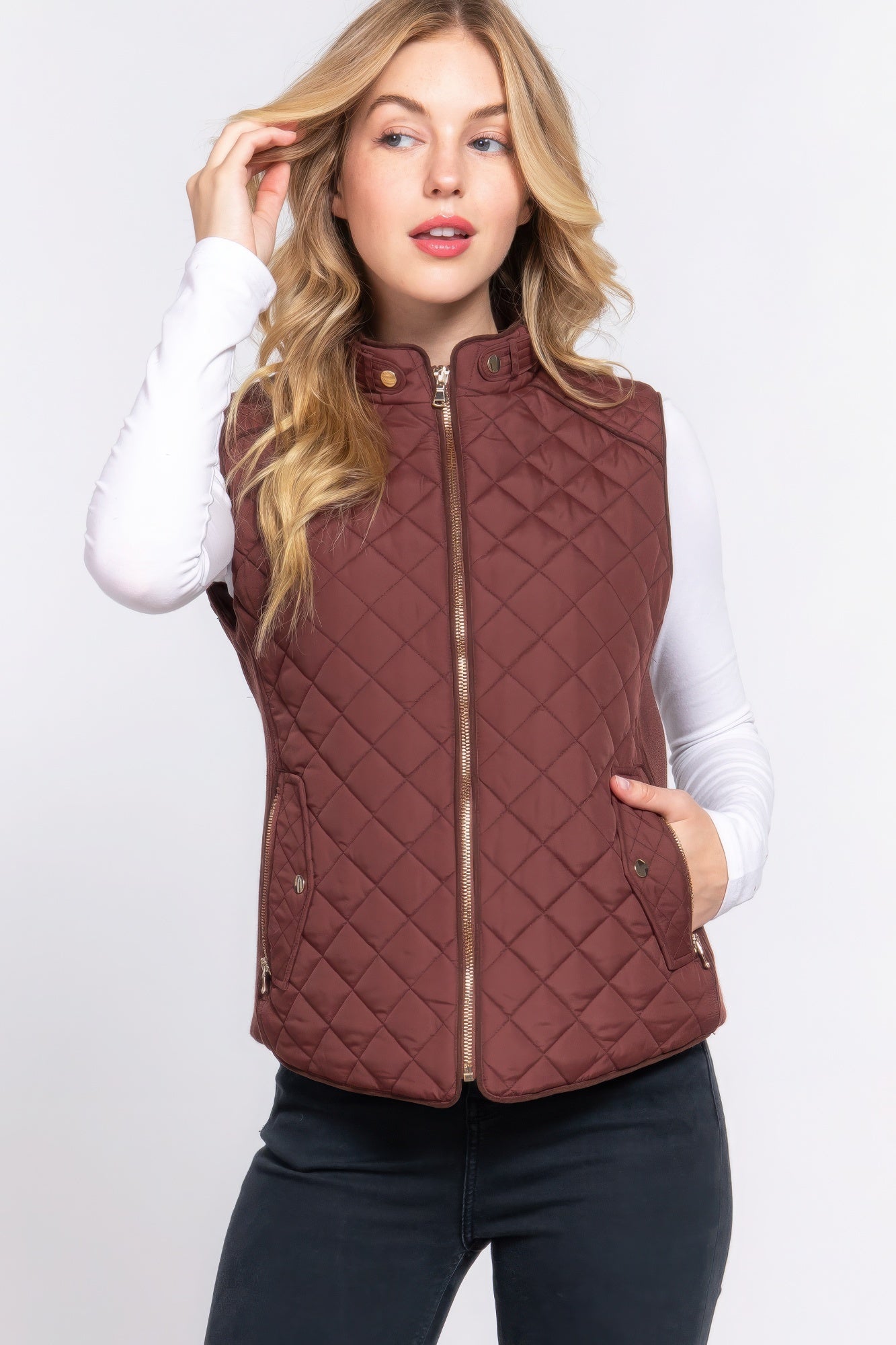 Suede Quilted Padding Vest