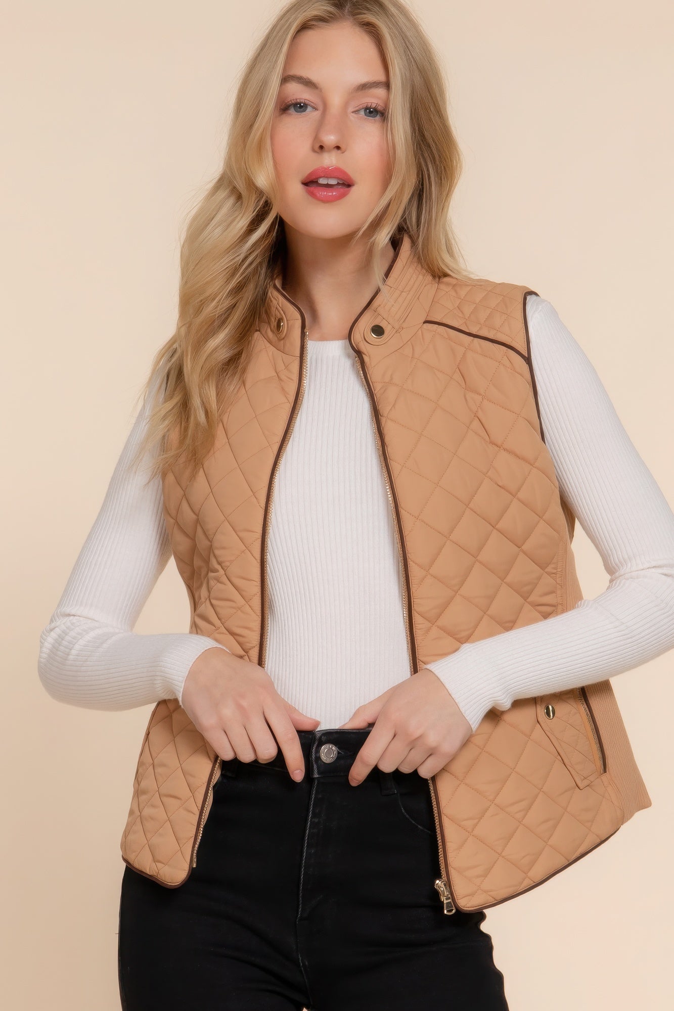 Suede Quilted Padding Vest