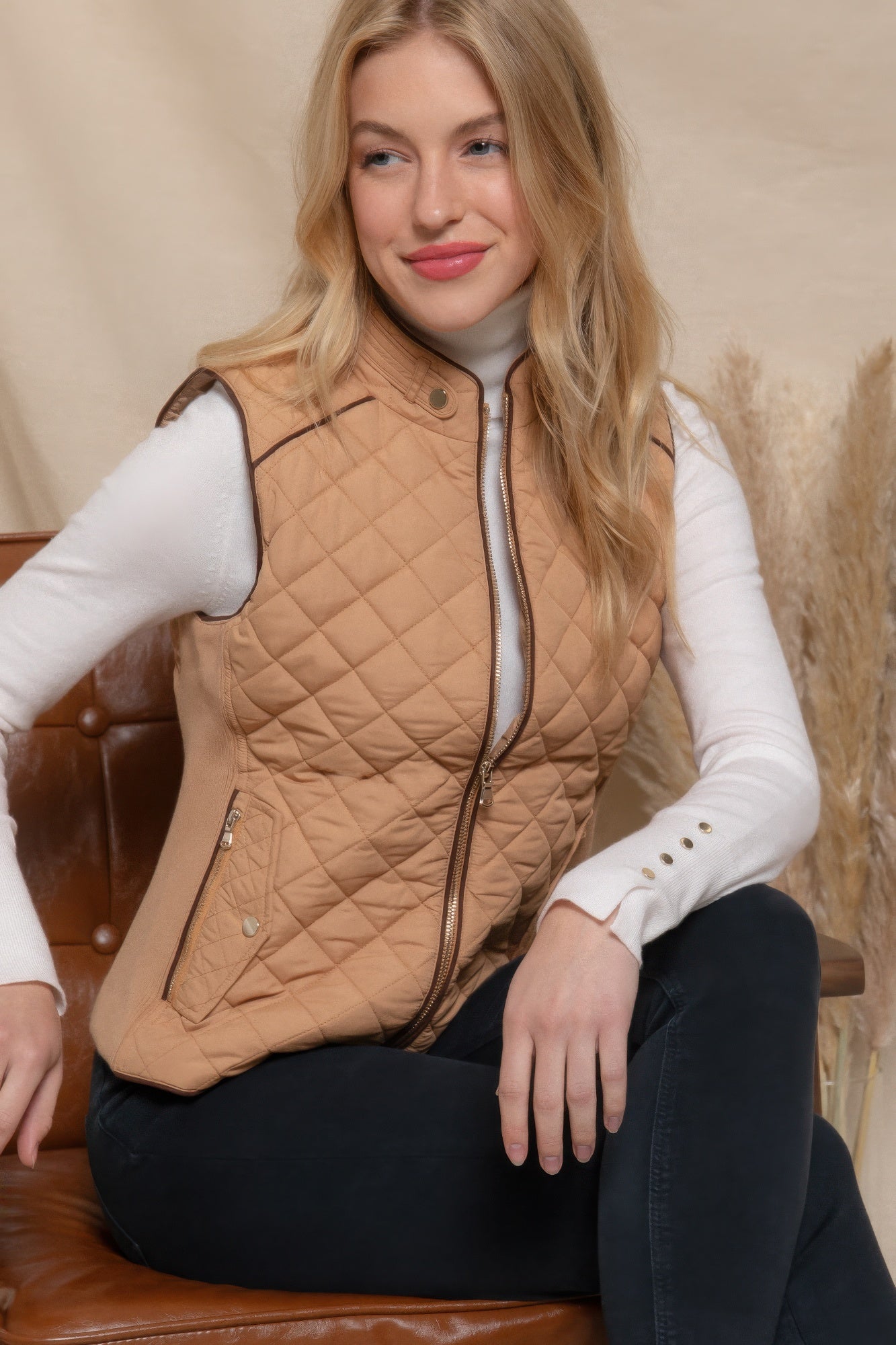 Suede Quilted Padding Vest