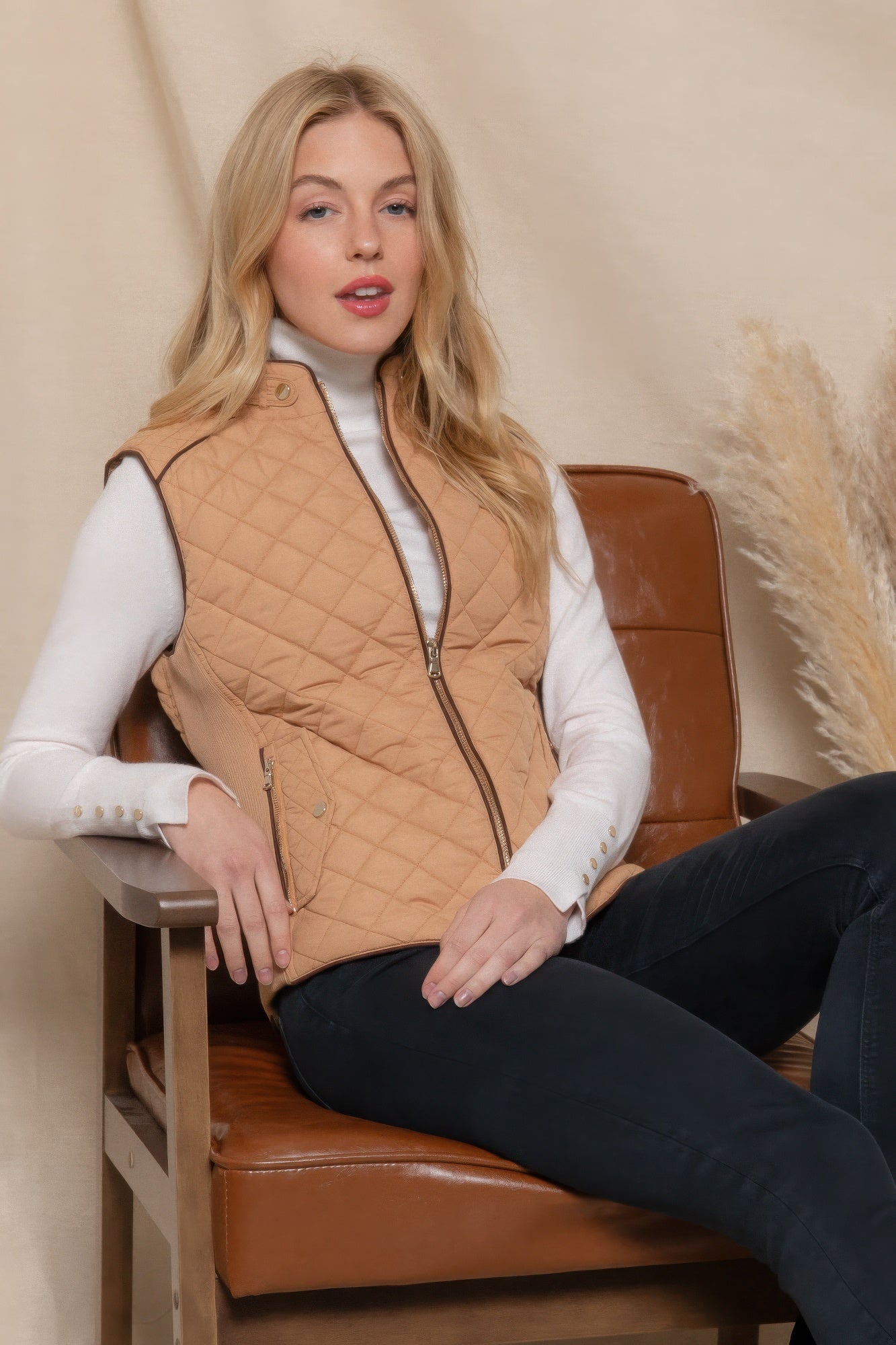 Suede Quilted Padding Vest