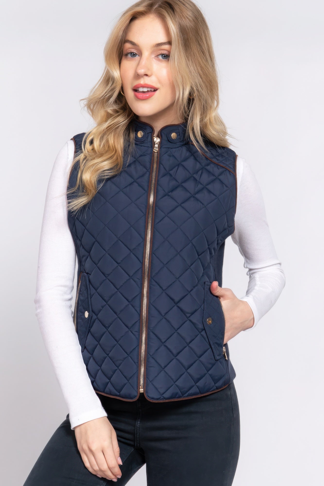 Suede Quilted Padding Vest