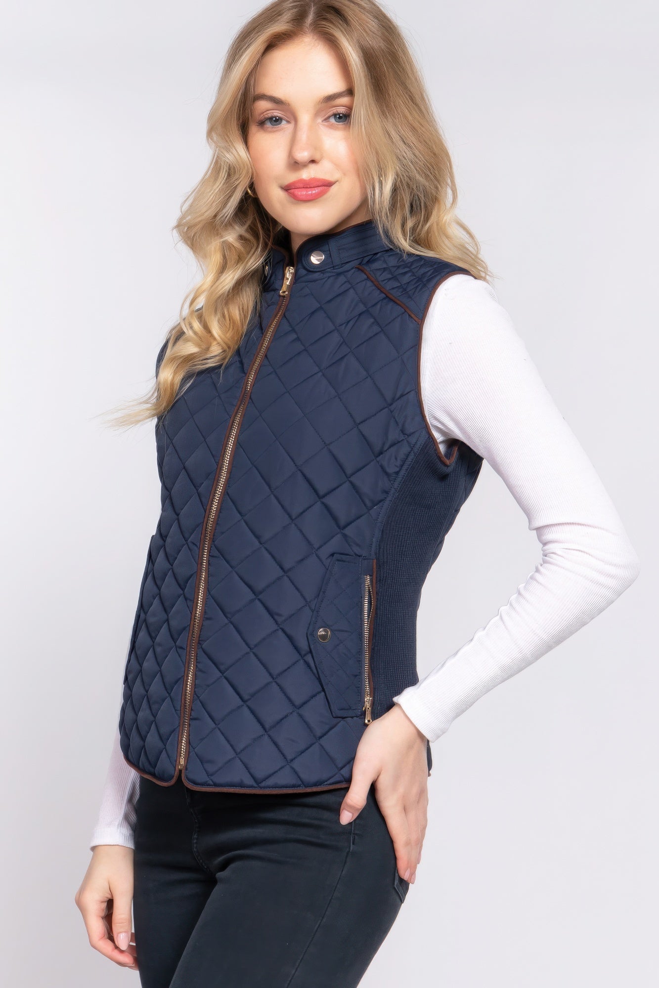 Suede Quilted Padding Vest