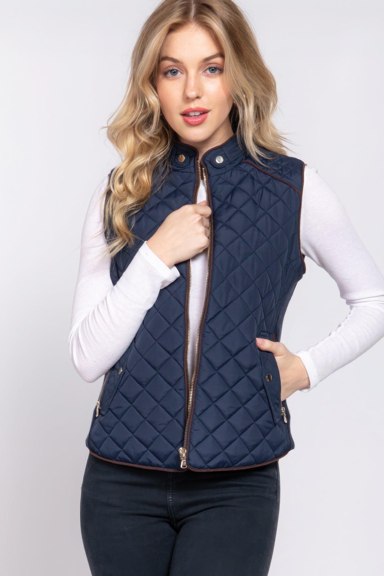 Suede Quilted Padding Vest