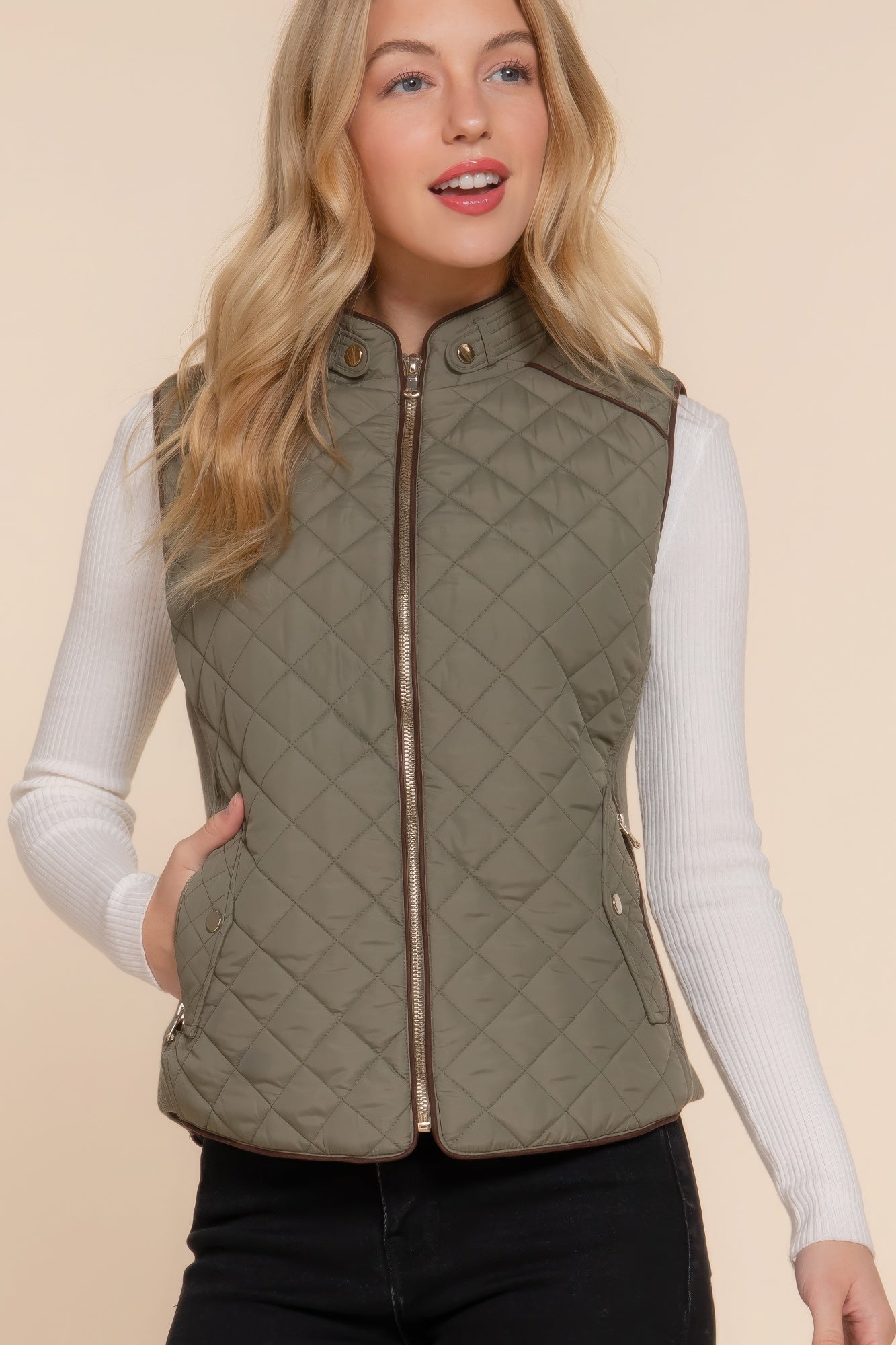 Suede Quilted Padding Vest