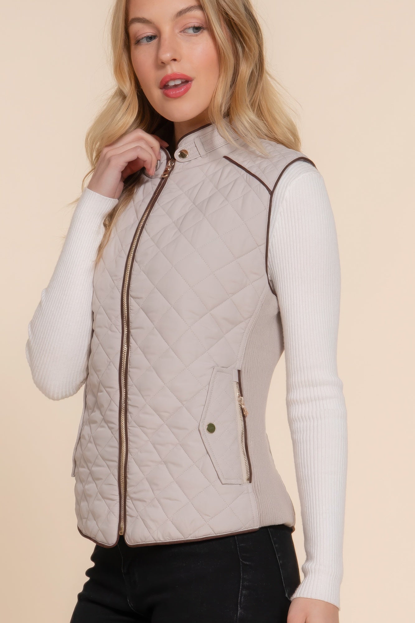 Suede Quilted Padding Vest