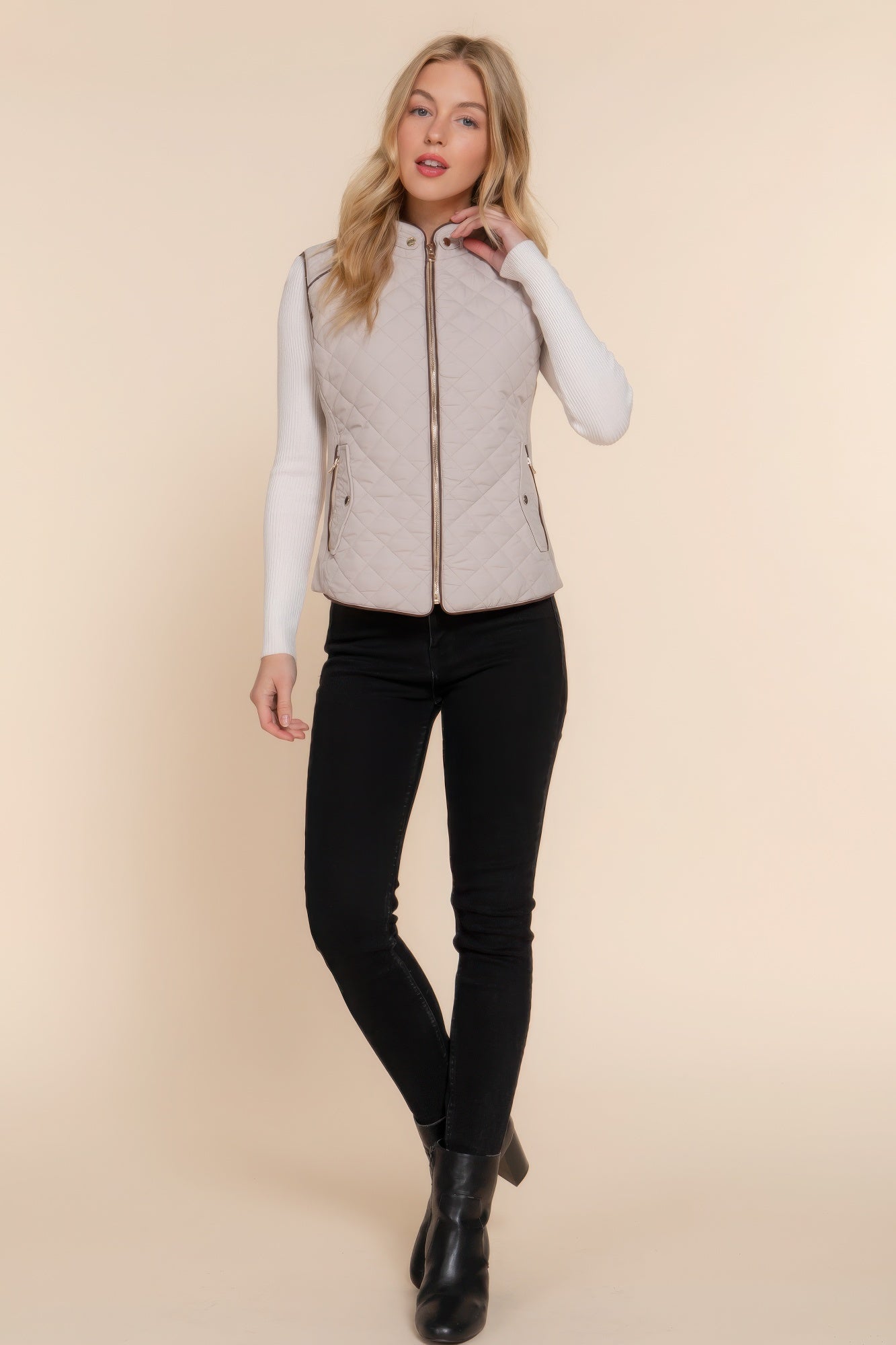 Suede Quilted Padding Vest