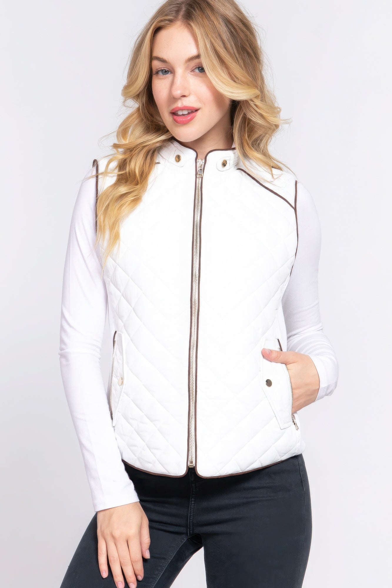 Suede Quilted Padding Vest