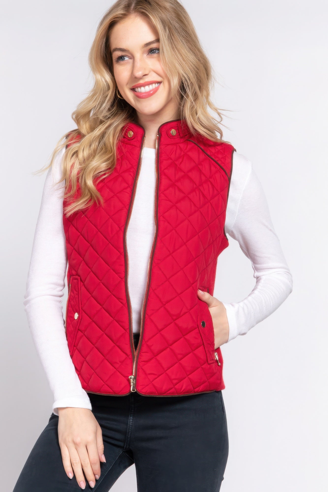 Suede Quilted Padding Vest