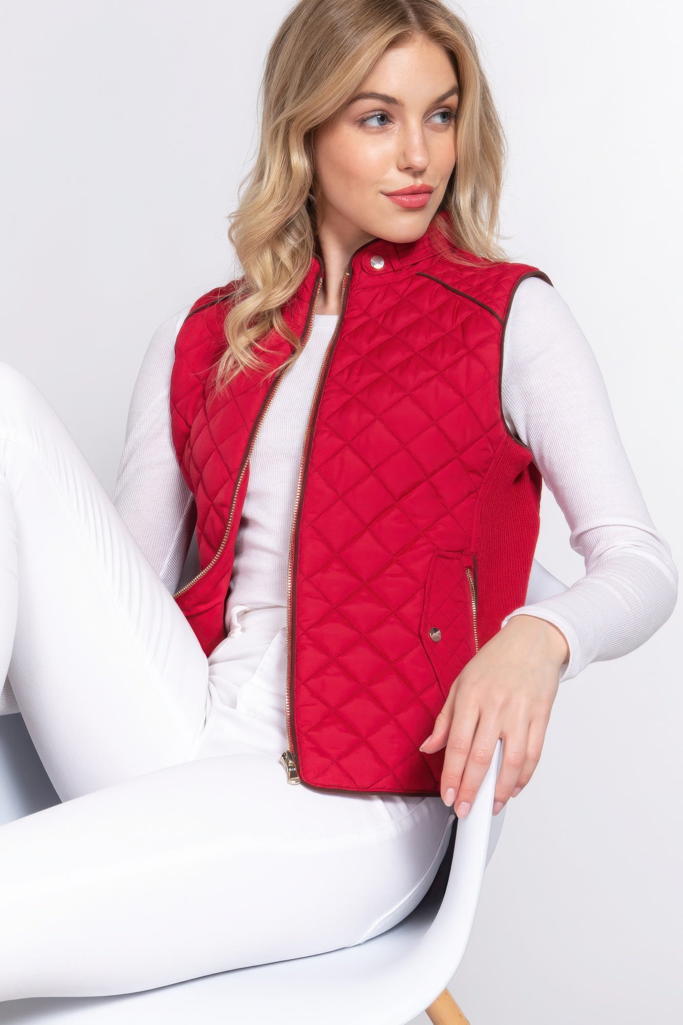 Suede Quilted Padding Vest