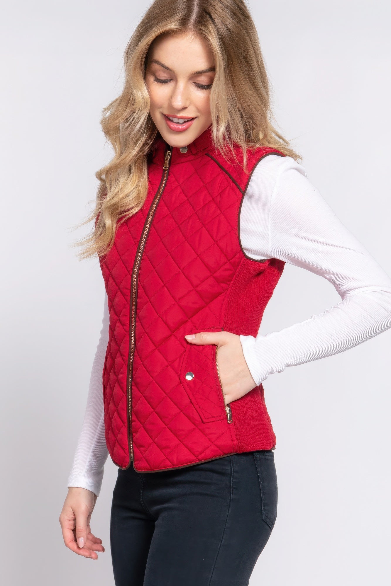 Suede Quilted Padding Vest