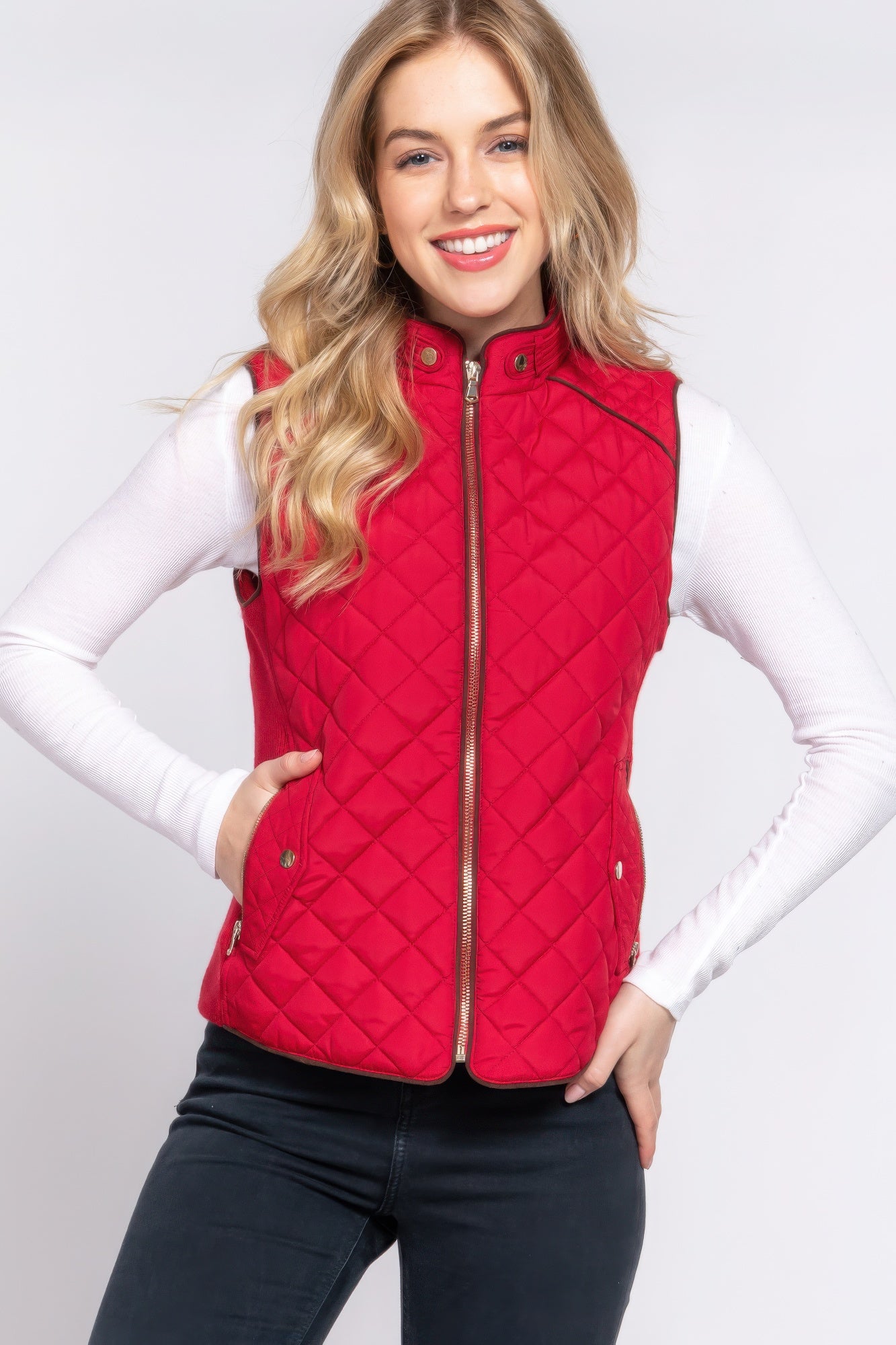 Suede Quilted Padding Vest