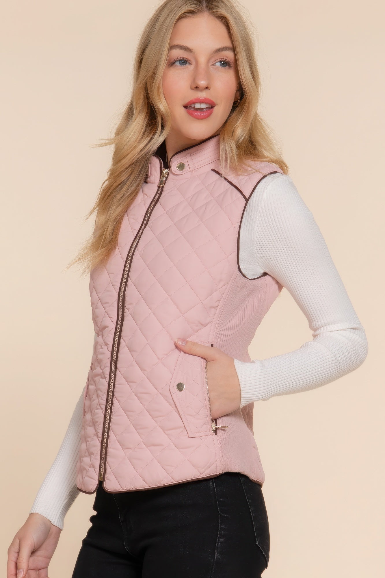 Suede Quilted Padding Vest